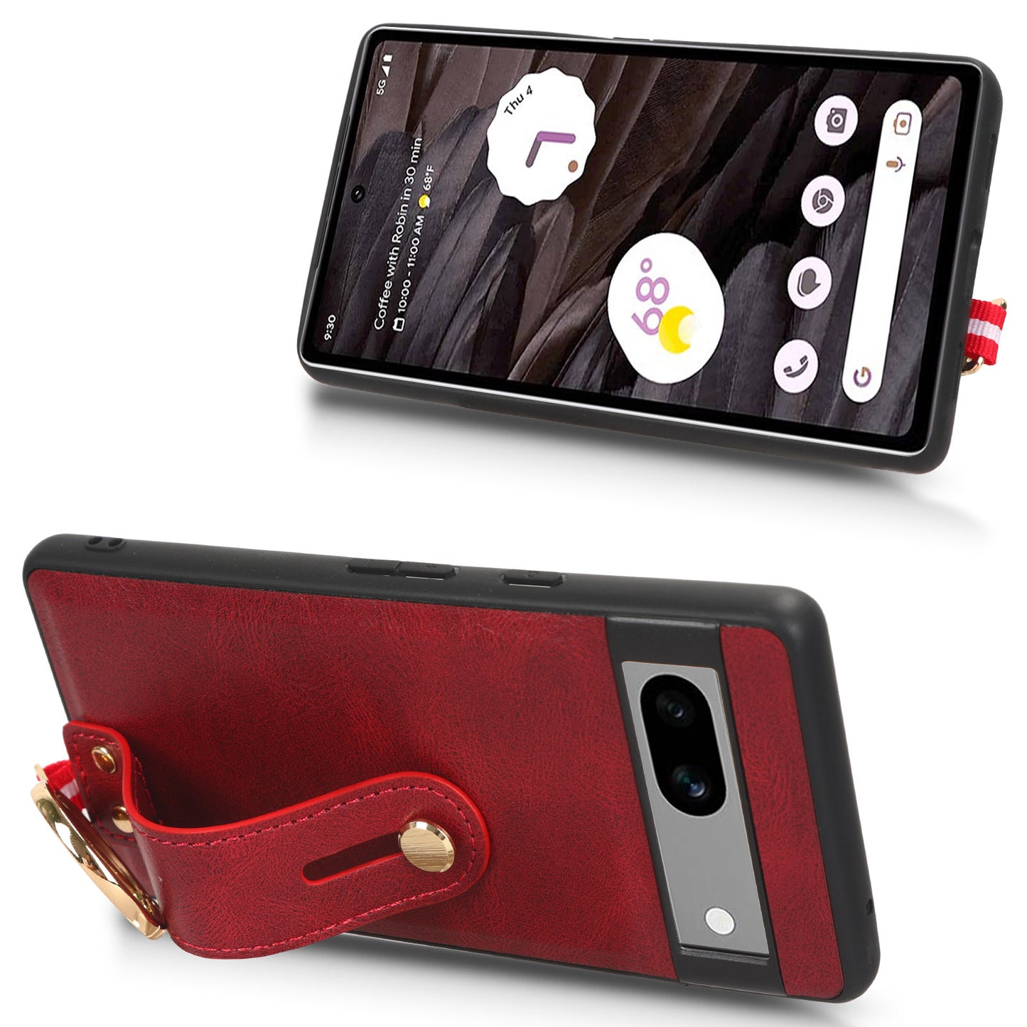 For Google Pixel 7a PU Leather+PC+TPU Phone Case Bottle Opener Wristband Kickstand Cover