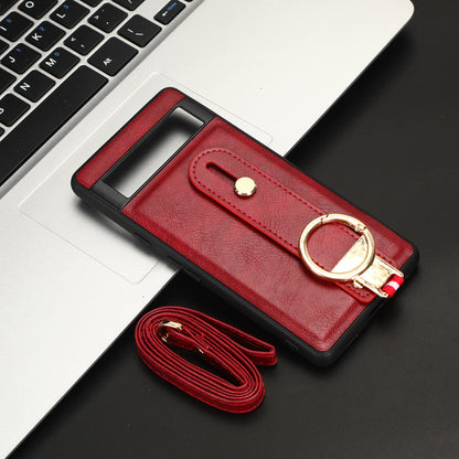 For Google Pixel 7a PU Leather+PC+TPU Phone Case Bottle Opener Wristband Kickstand Cover