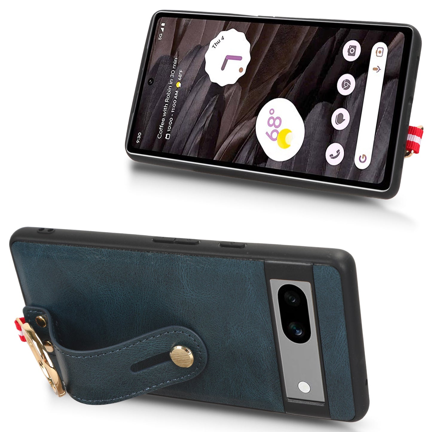 For Google Pixel 7a PU Leather+PC+TPU Phone Case Bottle Opener Wristband Kickstand Cover