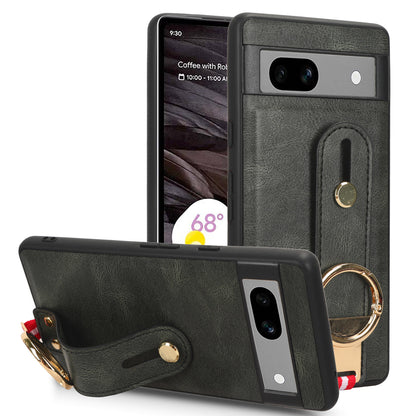 For Google Pixel 7a PU Leather+PC+TPU Phone Case Bottle Opener Wristband Kickstand Cover