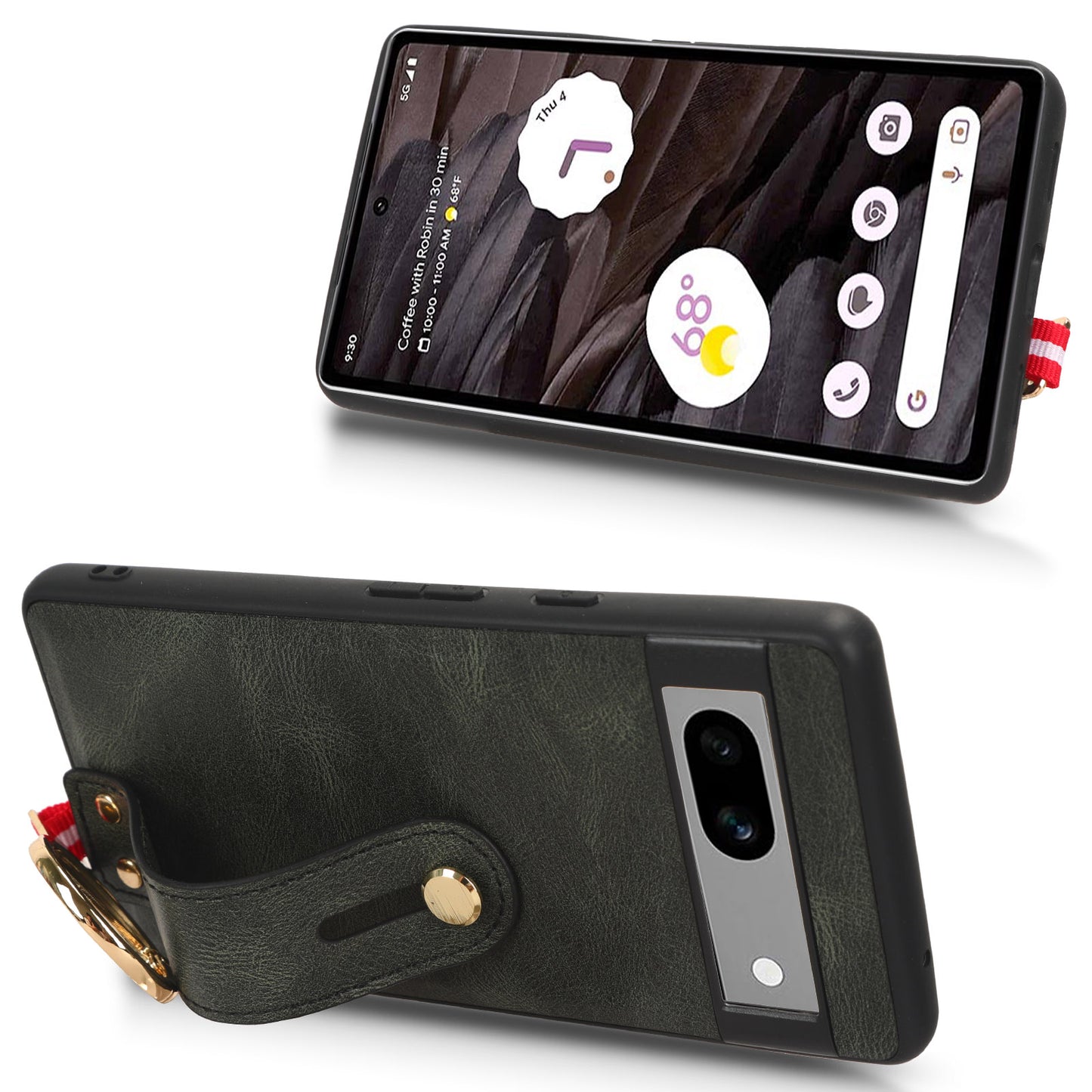 For Google Pixel 7a PU Leather+PC+TPU Phone Case Bottle Opener Wristband Kickstand Cover