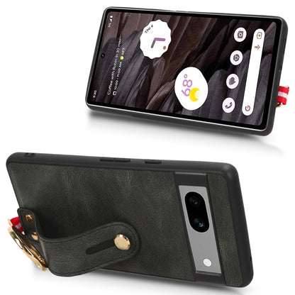 For Google Pixel 7a PU Leather+PC+TPU Phone Case Bottle Opener Wristband Kickstand Cover