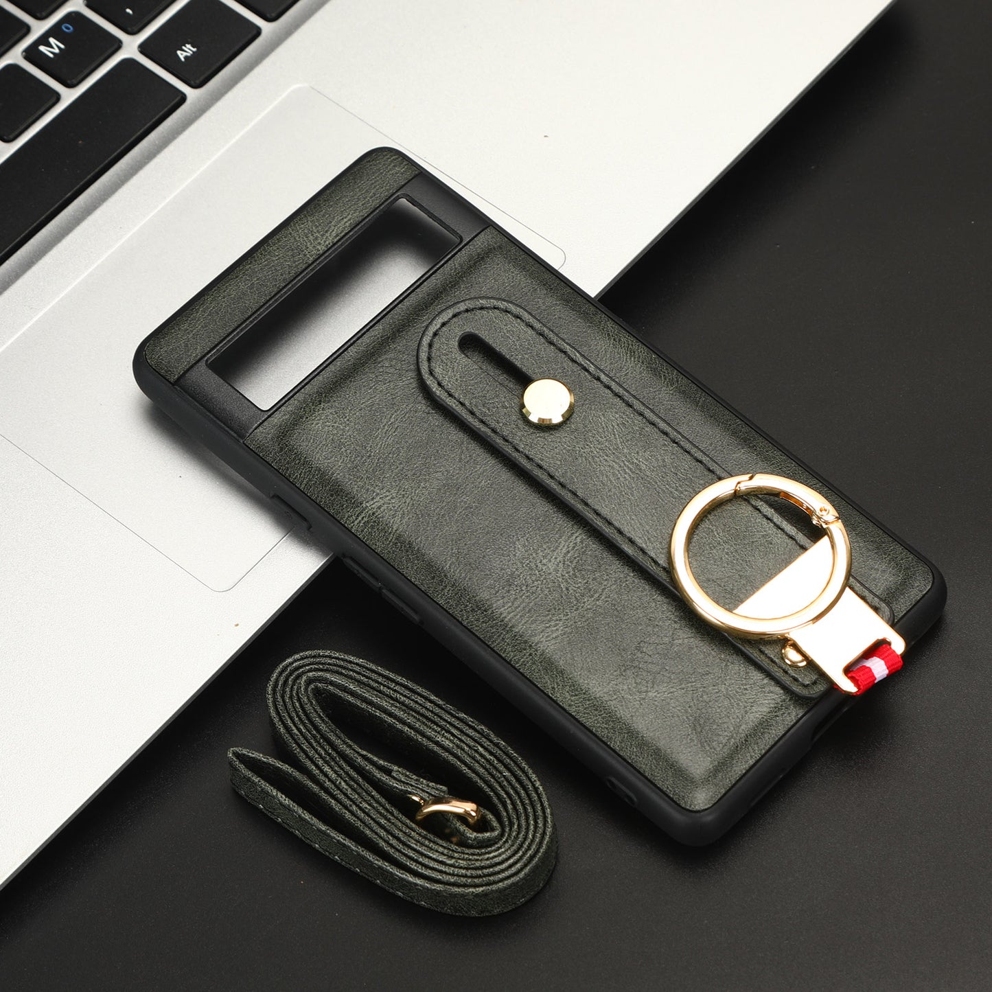 For Google Pixel 7a PU Leather+PC+TPU Phone Case Bottle Opener Wristband Kickstand Cover