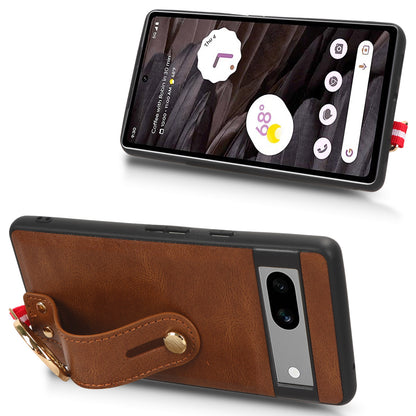For Google Pixel 7a PU Leather+PC+TPU Phone Case Bottle Opener Wristband Kickstand Cover
