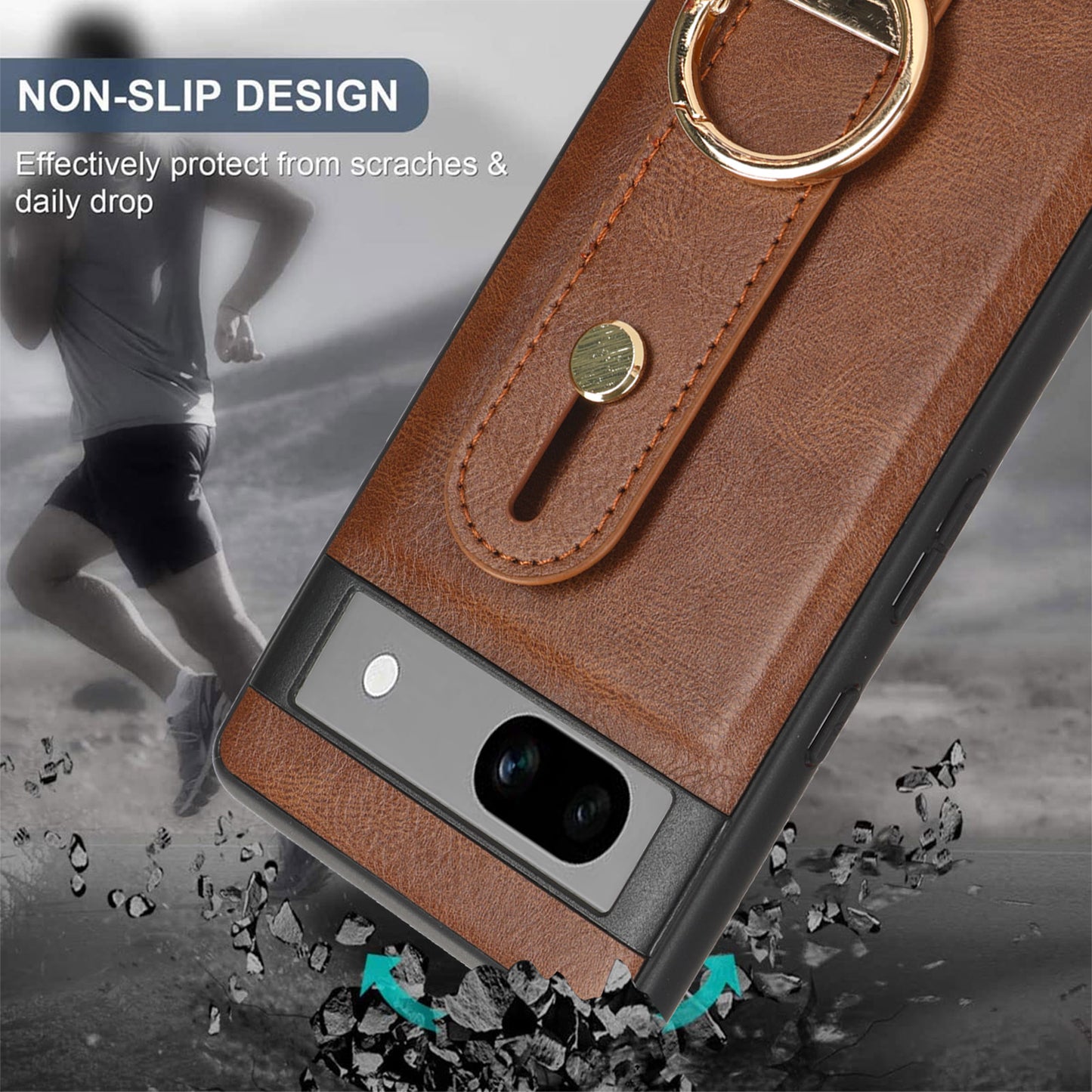 For Google Pixel 7a PU Leather+PC+TPU Phone Case Bottle Opener Wristband Kickstand Cover