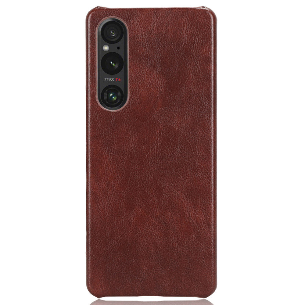 For Sony Xperia 1 V PU Leather + Hard PC Shell Litchi Texture Ultra Thin Protective Phone Case