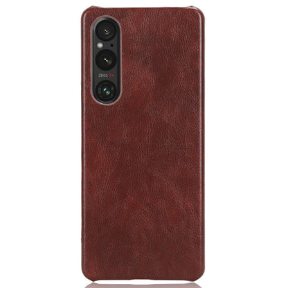 For Sony Xperia 1 V PU Leather + Hard PC Shell Litchi Texture Ultra Thin Protective Phone Case