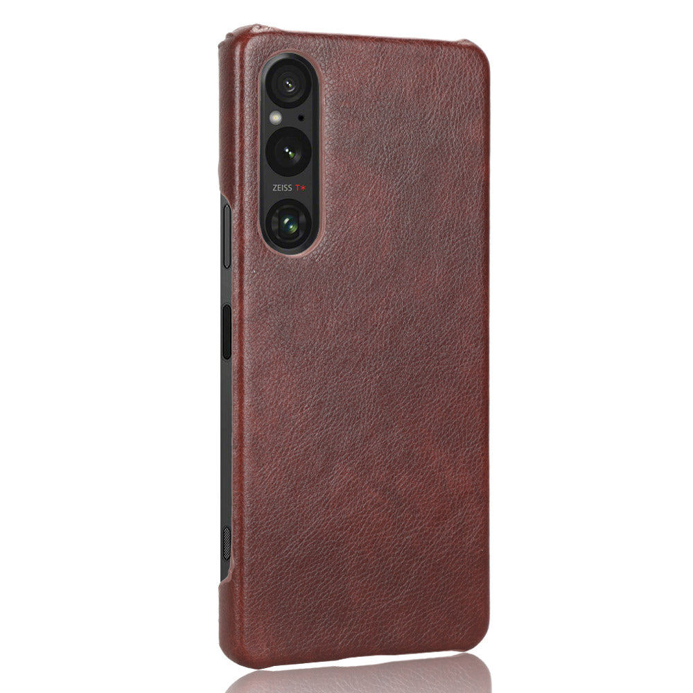 For Sony Xperia 1 V PU Leather + Hard PC Shell Litchi Texture Ultra Thin Protective Phone Case