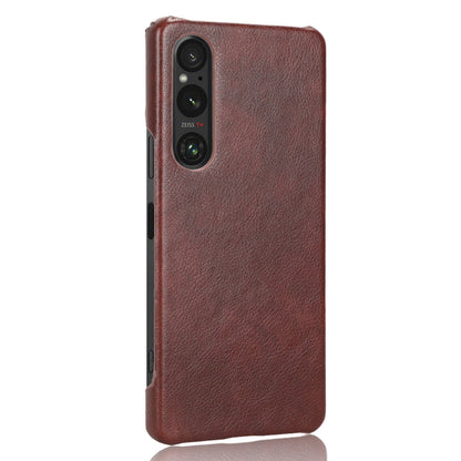 For Sony Xperia 1 V PU Leather + Hard PC Shell Litchi Texture Ultra Thin Protective Phone Case