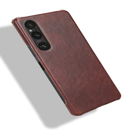 For Sony Xperia 1 V PU Leather + Hard PC Shell Litchi Texture Ultra Thin Protective Phone Case