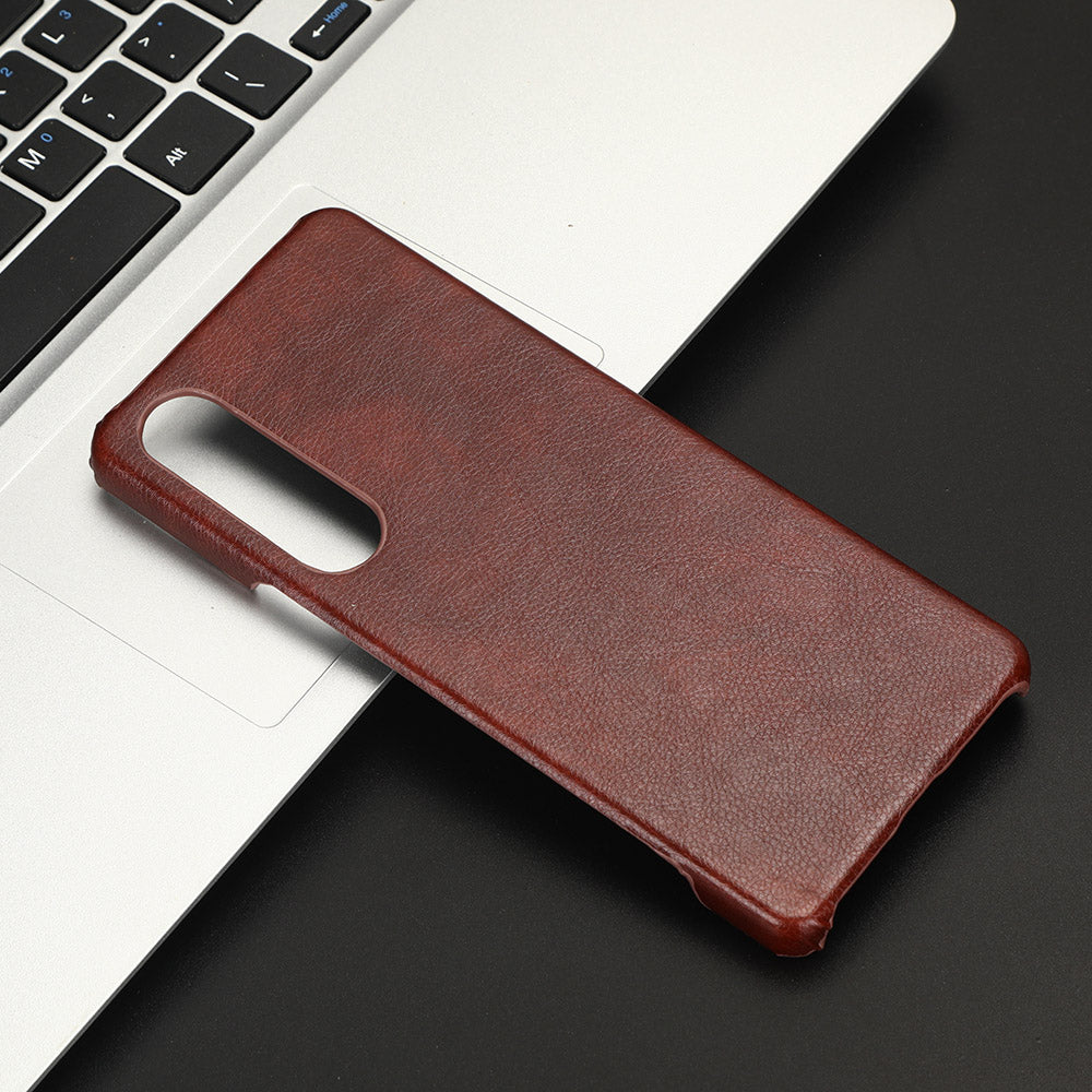 For Sony Xperia 1 V PU Leather + Hard PC Shell Litchi Texture Ultra Thin Protective Phone Case
