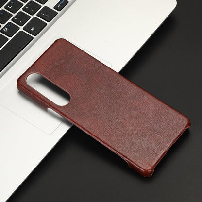 For Sony Xperia 1 V PU Leather + Hard PC Shell Litchi Texture Ultra Thin Protective Phone Case