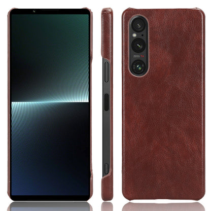 For Sony Xperia 1 V PU Leather + Hard PC Shell Litchi Texture Ultra Thin Protective Phone Case