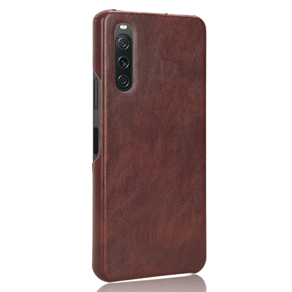 For Sony Xperia 10 V PU Leather Coated PC Litchi Texture Phone Case Anti-Scratch Protective Cover