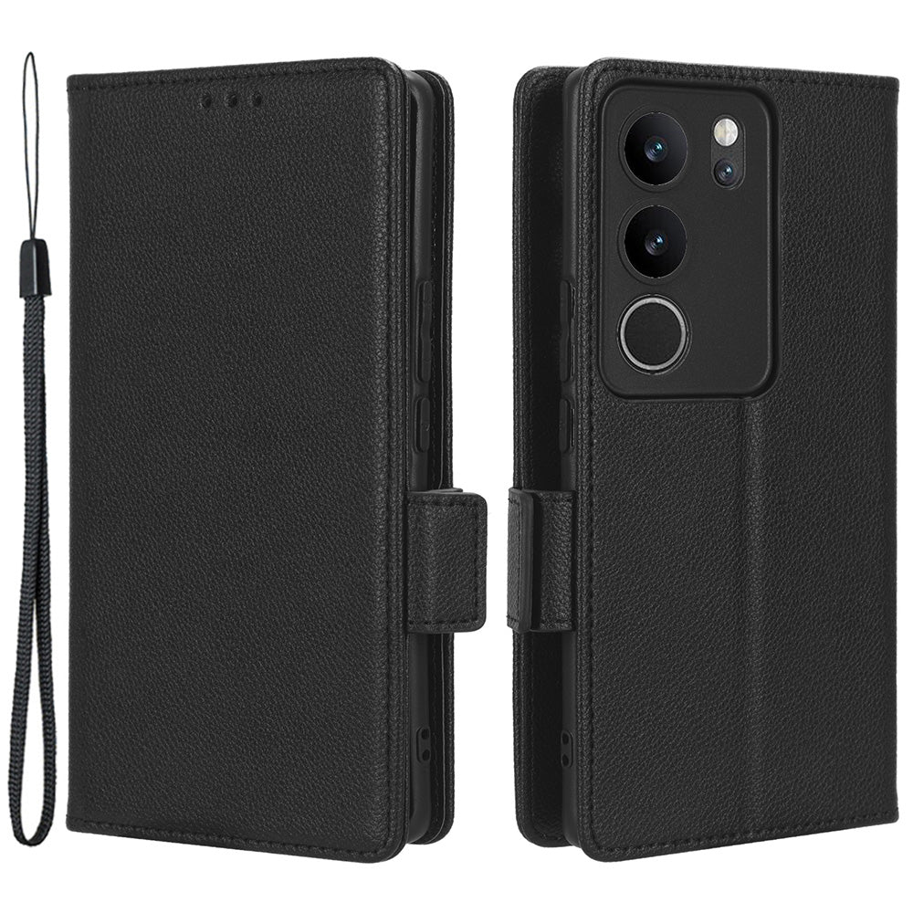 For vivo V29 5G / S17 5G / S17 Pro 5G / S17t 5G Litchi Texture Phone Case Wallet Stand Magnetic Closure PU Leather Phone Cover