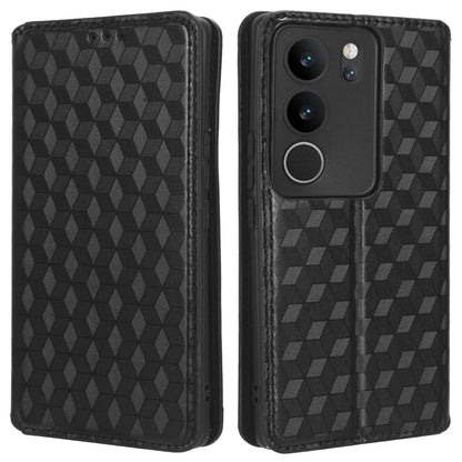 For vivo V29 5G / S17 5G / S17 Pro 5G / S17t 5G Rhombus Imprinted Shell PU Leather Stand Case Shockproof Phone Cover