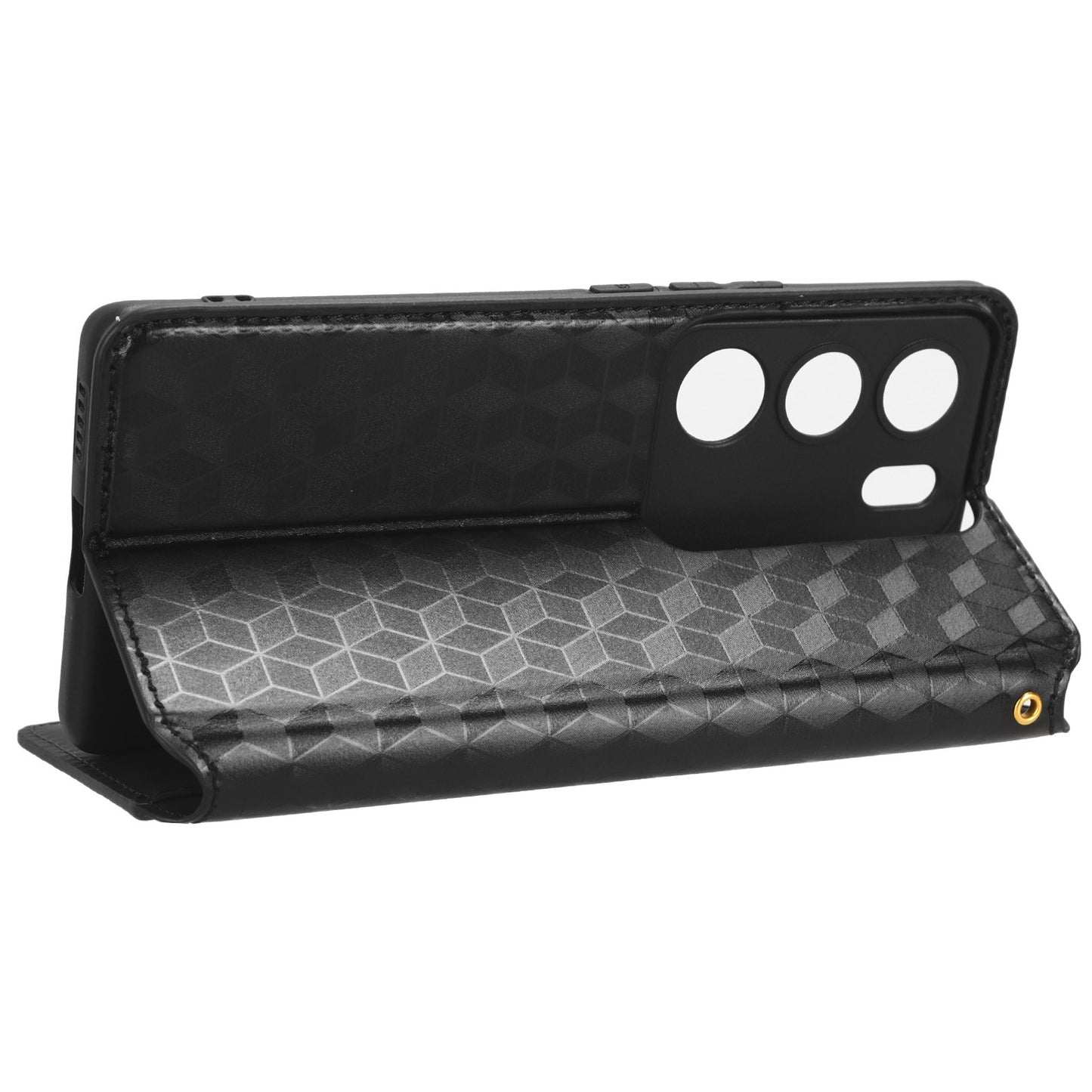 For vivo V29 5G / S17 5G / S17 Pro 5G / S17t 5G Rhombus Imprinted Shell PU Leather Stand Case Shockproof Phone Cover