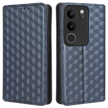 For vivo V29 5G / S17 5G / S17 Pro 5G / S17t 5G Rhombus Imprinted Shell PU Leather Stand Case Shockproof Phone Cover