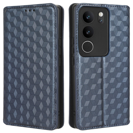 For vivo V29 5G / S17 5G / S17 Pro 5G / S17t 5G Rhombus Imprinted Shell PU Leather Stand Case Shockproof Phone Cover