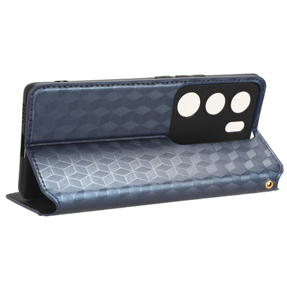 For vivo V29 5G / S17 5G / S17 Pro 5G / S17t 5G Rhombus Imprinted Shell PU Leather Stand Case Shockproof Phone Cover