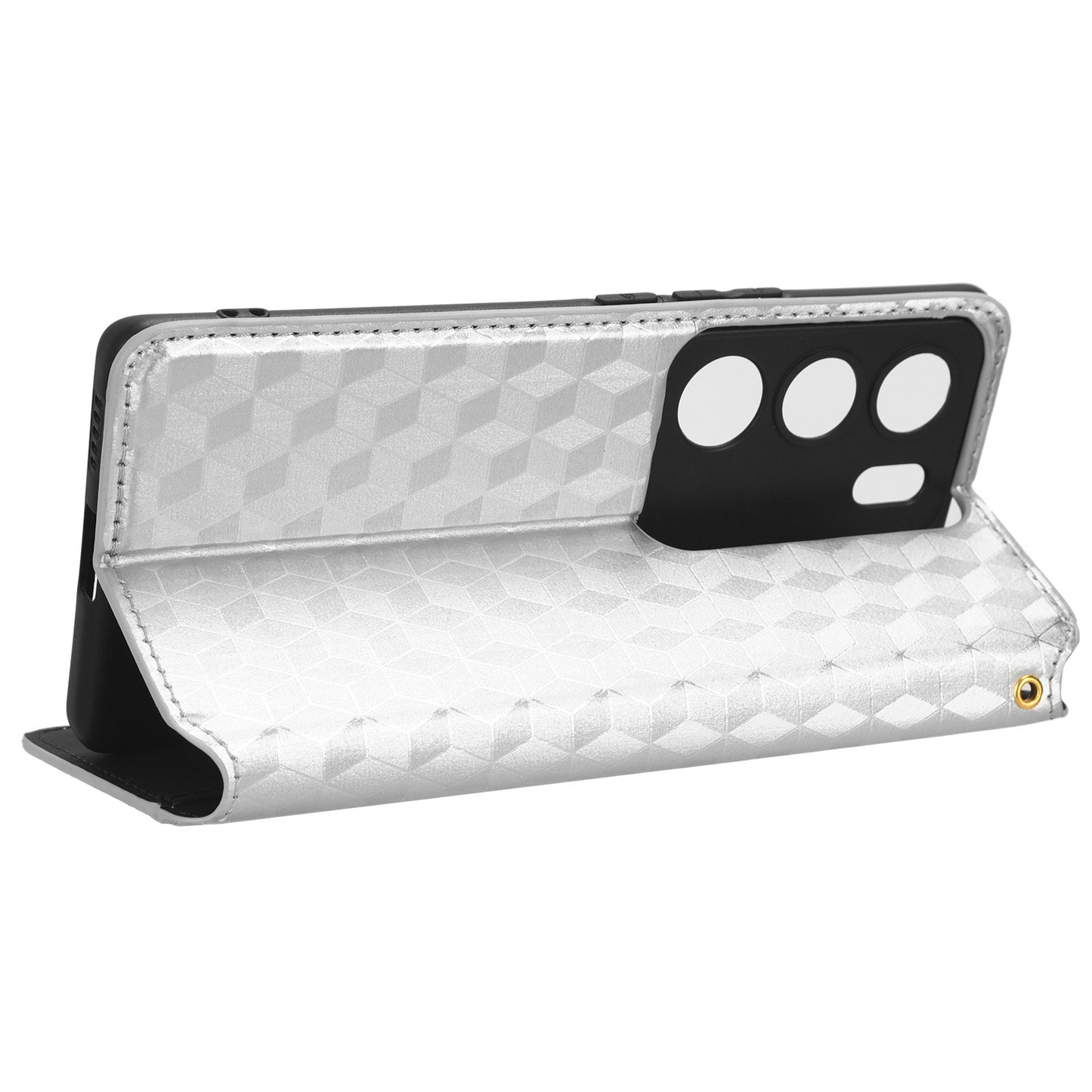 For vivo V29 5G / S17 5G / S17 Pro 5G / S17t 5G Rhombus Imprinted Shell PU Leather Stand Case Shockproof Phone Cover