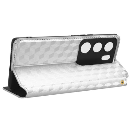 For vivo V29 5G / S17 5G / S17 Pro 5G / S17t 5G Rhombus Imprinted Shell PU Leather Stand Case Shockproof Phone Cover