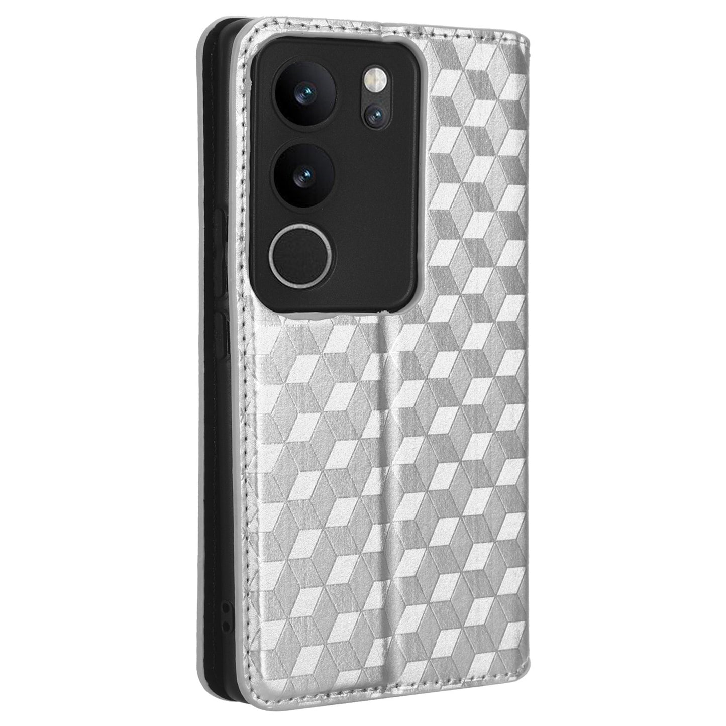 For vivo V29 5G / S17 5G / S17 Pro 5G / S17t 5G Rhombus Imprinted Shell PU Leather Stand Case Shockproof Phone Cover
