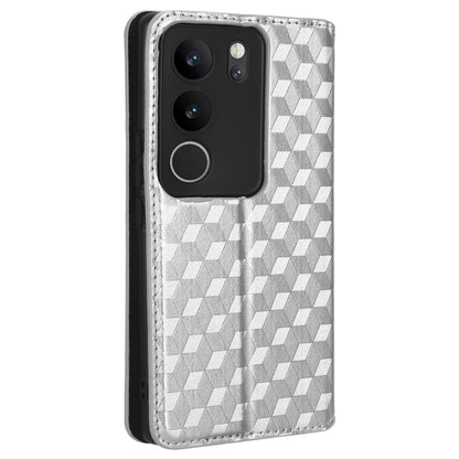 For vivo V29 5G / S17 5G / S17 Pro 5G / S17t 5G Rhombus Imprinted Shell PU Leather Stand Case Shockproof Phone Cover