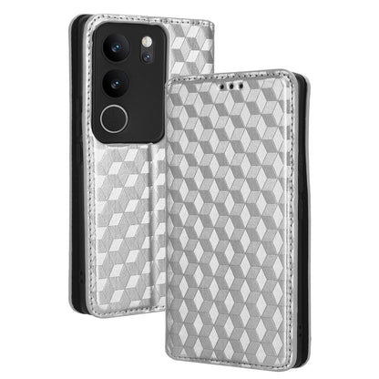 For vivo V29 5G / S17 5G / S17 Pro 5G / S17t 5G Rhombus Imprinted Shell PU Leather Stand Case Shockproof Phone Cover