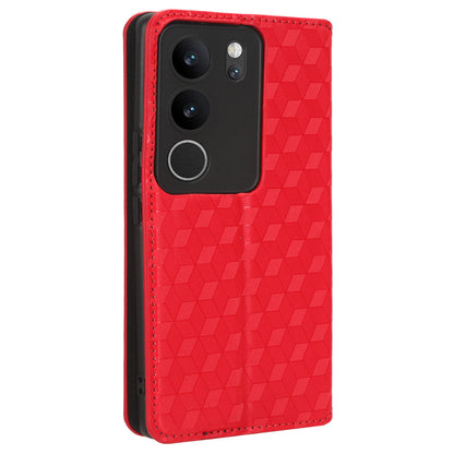 For vivo V29 5G / S17 5G / S17 Pro 5G / S17t 5G Rhombus Imprinted Shell PU Leather Stand Case Shockproof Phone Cover