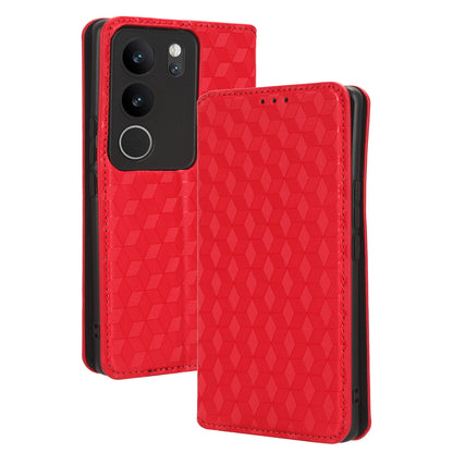 For vivo V29 5G / S17 5G / S17 Pro 5G / S17t 5G Rhombus Imprinted Shell PU Leather Stand Case Shockproof Phone Cover