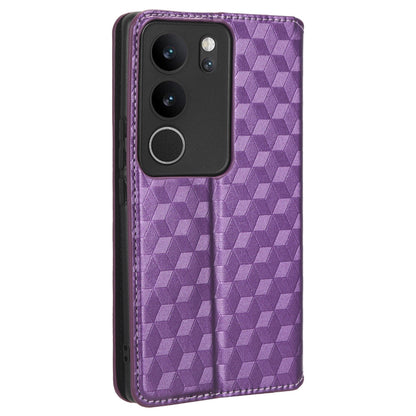 For vivo V29 5G / S17 5G / S17 Pro 5G / S17t 5G Rhombus Imprinted Shell PU Leather Stand Case Shockproof Phone Cover