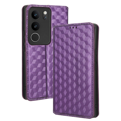 For vivo V29 5G / S17 5G / S17 Pro 5G / S17t 5G Rhombus Imprinted Shell PU Leather Stand Case Shockproof Phone Cover