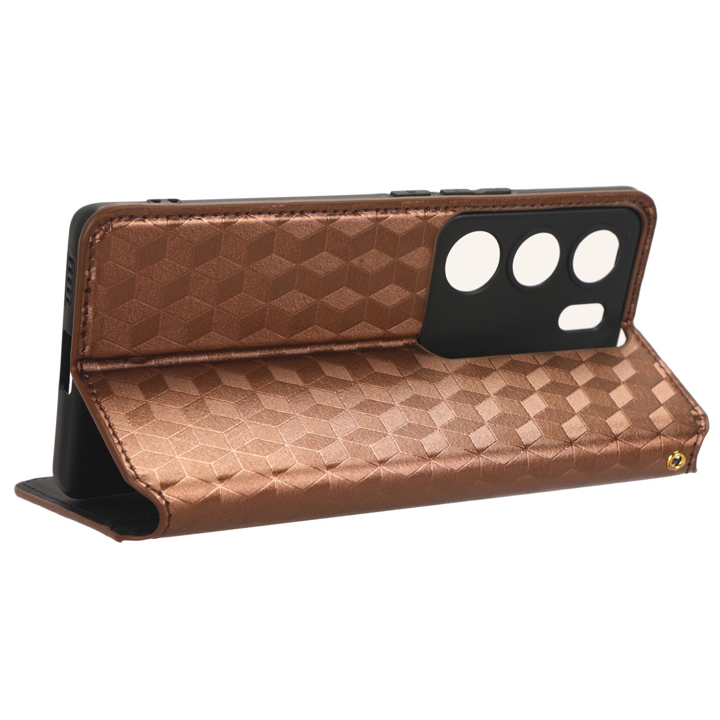 For vivo V29 5G / S17 5G / S17 Pro 5G / S17t 5G Rhombus Imprinted Shell PU Leather Stand Case Shockproof Phone Cover