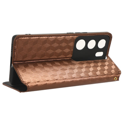 For vivo V29 5G / S17 5G / S17 Pro 5G / S17t 5G Rhombus Imprinted Shell PU Leather Stand Case Shockproof Phone Cover