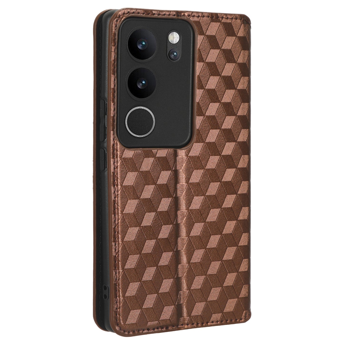 For vivo V29 5G / S17 5G / S17 Pro 5G / S17t 5G Rhombus Imprinted Shell PU Leather Stand Case Shockproof Phone Cover