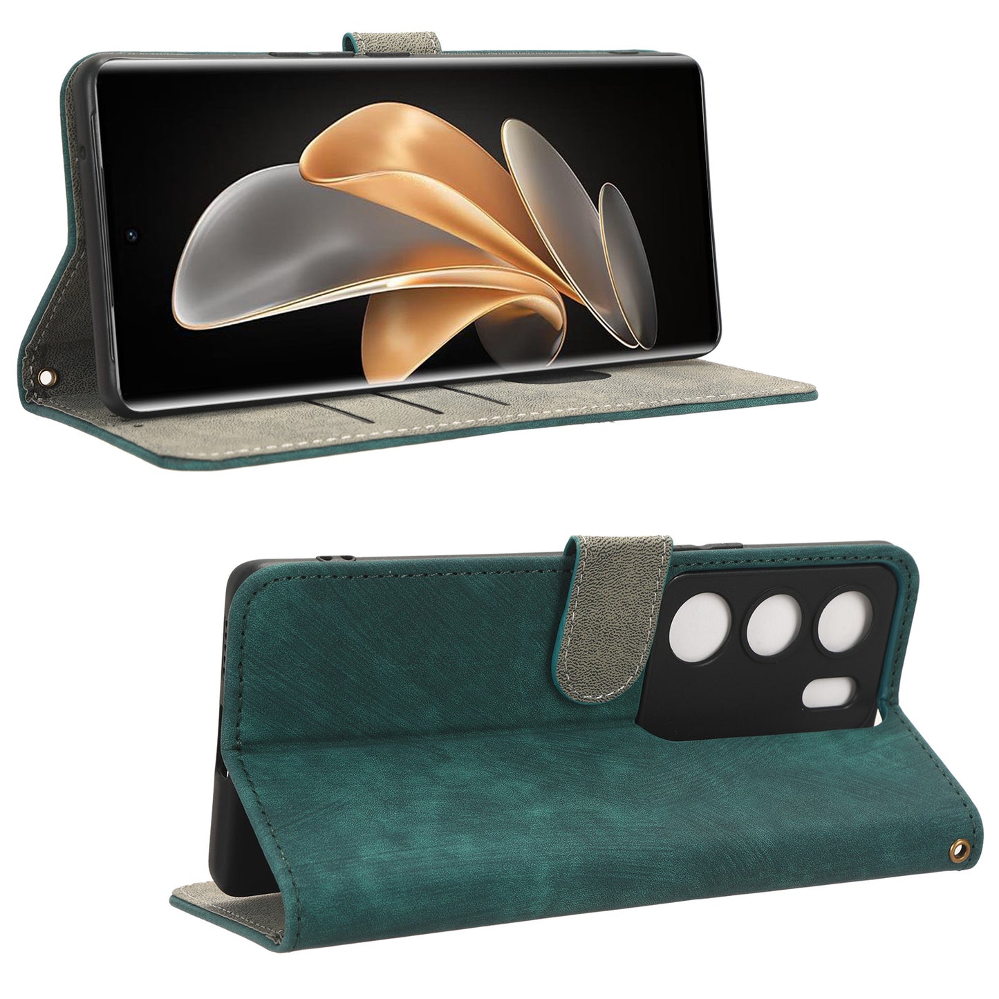 For vivo V29 5G / S17 5G / S17 Pro 5G / S17t 5G Shockproof Phone Cover RFID Blocking PU Leather+TPU Stand Phone Case Wallet