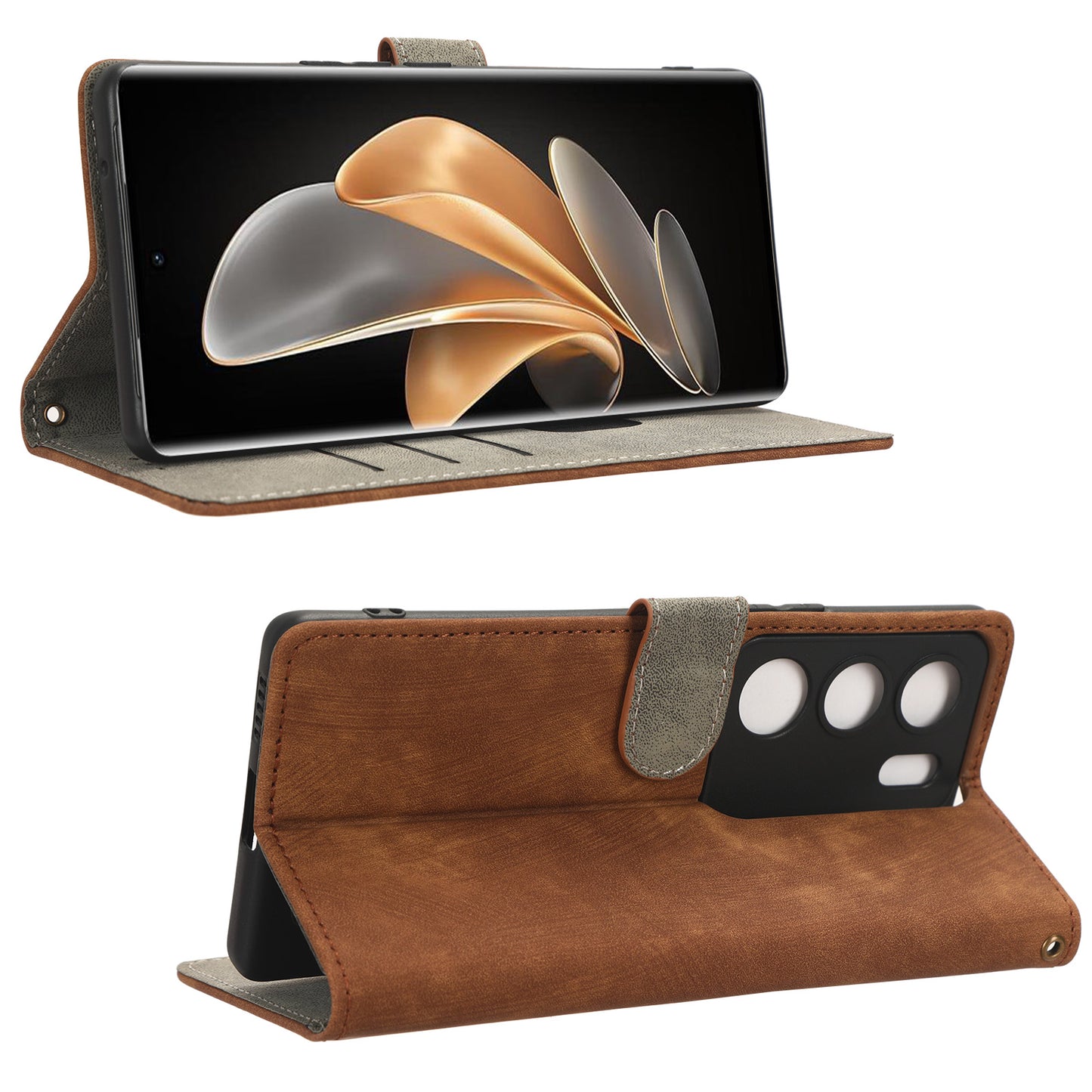 For vivo V29 5G / S17 5G / S17 Pro 5G / S17t 5G Shockproof Phone Cover RFID Blocking PU Leather+TPU Stand Phone Case Wallet