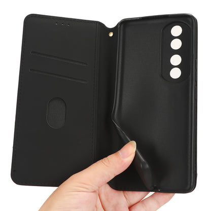 For Honor 90 Pro Anti-Scratch PU Leather Stand Case Shockproof Imprinted Rhombus Phone Cover