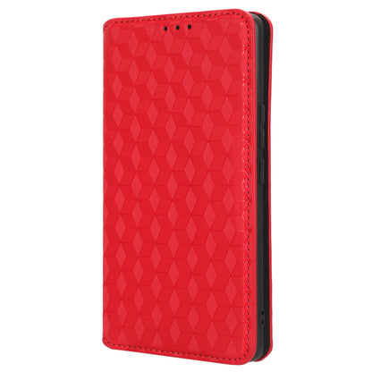 For Honor 90 Pro Anti-Scratch PU Leather Stand Case Shockproof Imprinted Rhombus Phone Cover