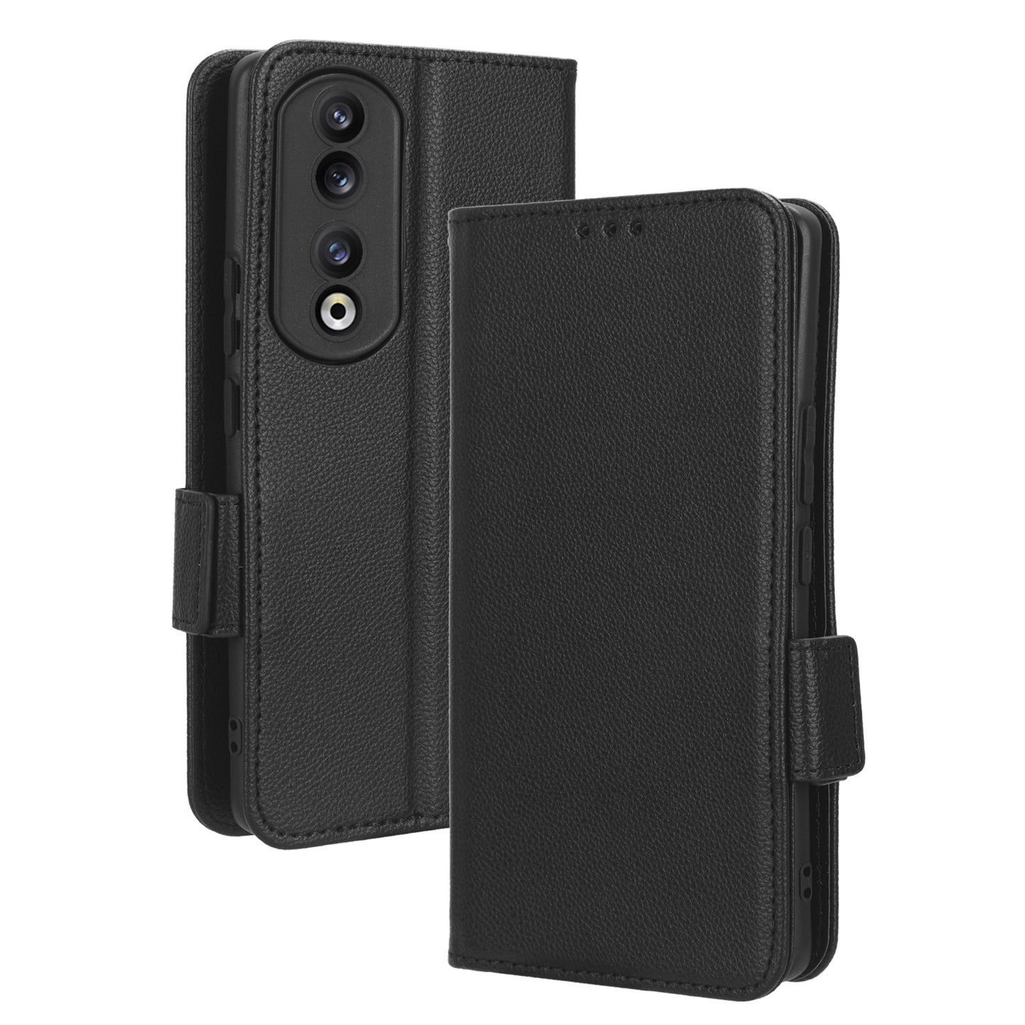 Leather Phone Case for Honor 90 , Wallet Stand Litchi Texture Folio Flip Cell Phone Cover