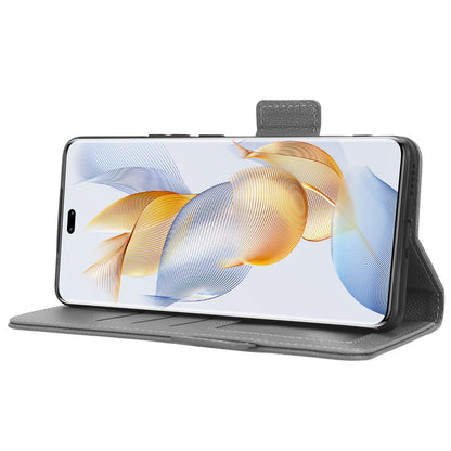 Leather Phone Case for Honor 90 , Wallet Stand Litchi Texture Folio Flip Cell Phone Cover