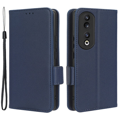 Leather Phone Case for Honor 90 , Wallet Stand Litchi Texture Folio Flip Cell Phone Cover