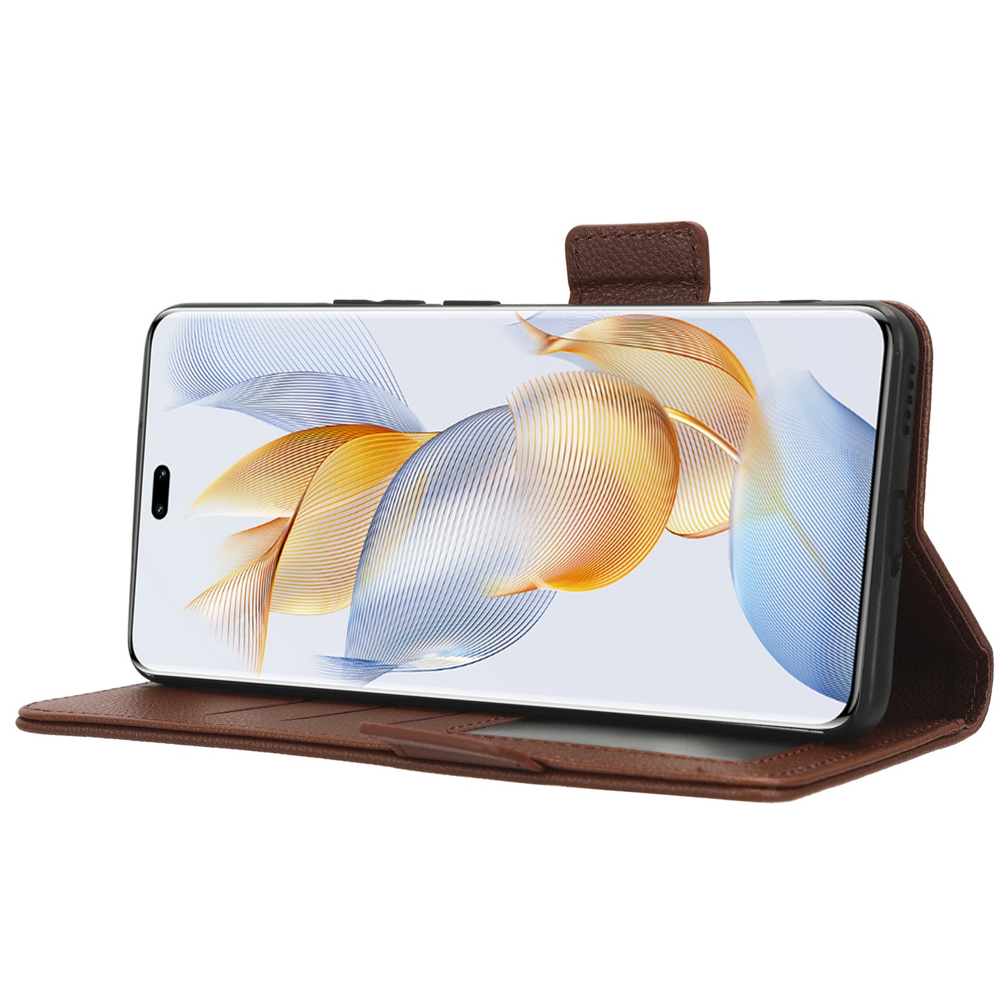 Leather Phone Case for Honor 90 , Wallet Stand Litchi Texture Folio Flip Cell Phone Cover