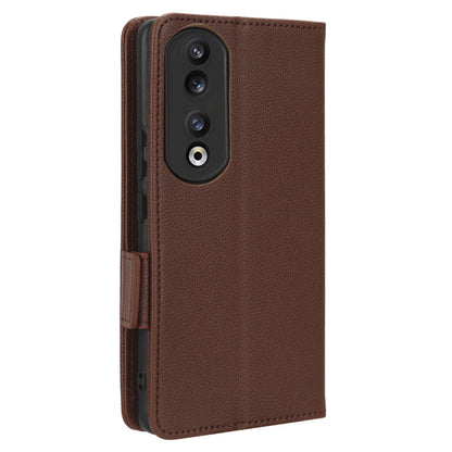 Leather Phone Case for Honor 90 , Wallet Stand Litchi Texture Folio Flip Cell Phone Cover