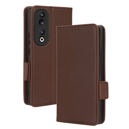 Leather Phone Case for Honor 90 , Wallet Stand Litchi Texture Folio Flip Cell Phone Cover