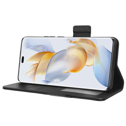 Phone Case for Honor 90 Pro , Litchi Texture Wallet Stand Folio Flip Leather Cell Phone Cover