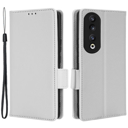 Phone Case for Honor 90 Pro , Litchi Texture Wallet Stand Folio Flip Leather Cell Phone Cover