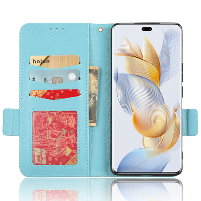 Phone Case for Honor 90 Pro , Litchi Texture Wallet Stand Folio Flip Leather Cell Phone Cover