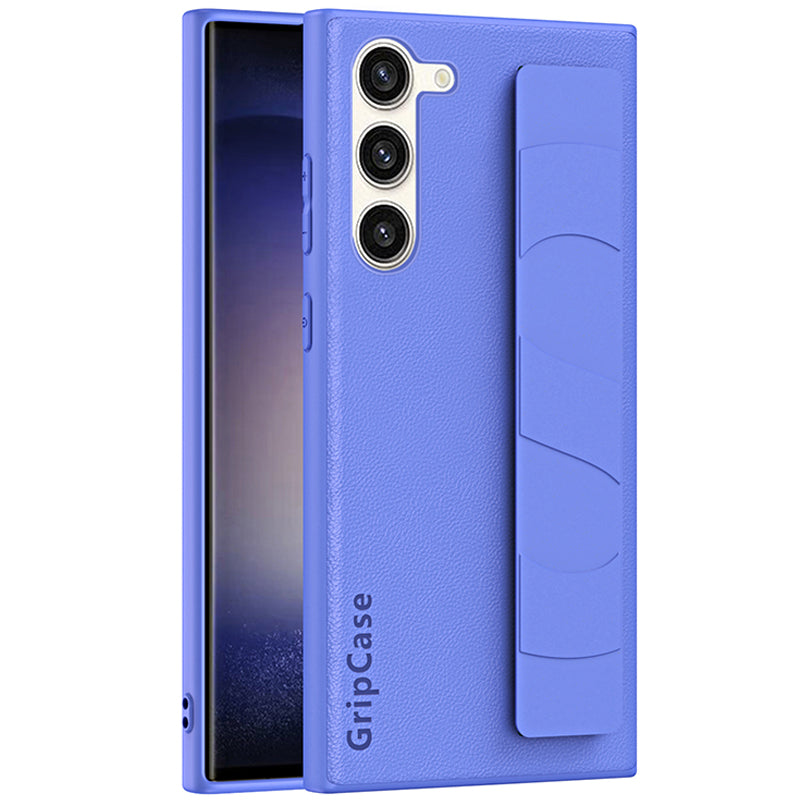 For Samsung Galaxy S23 Litchi Texture PU Leather Coated PC+TPU Back Case Wristband Phone Cover